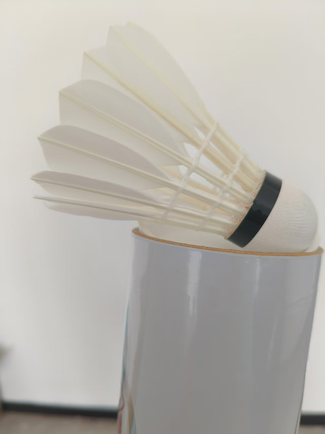 Close-up of natural feather shuttlecock